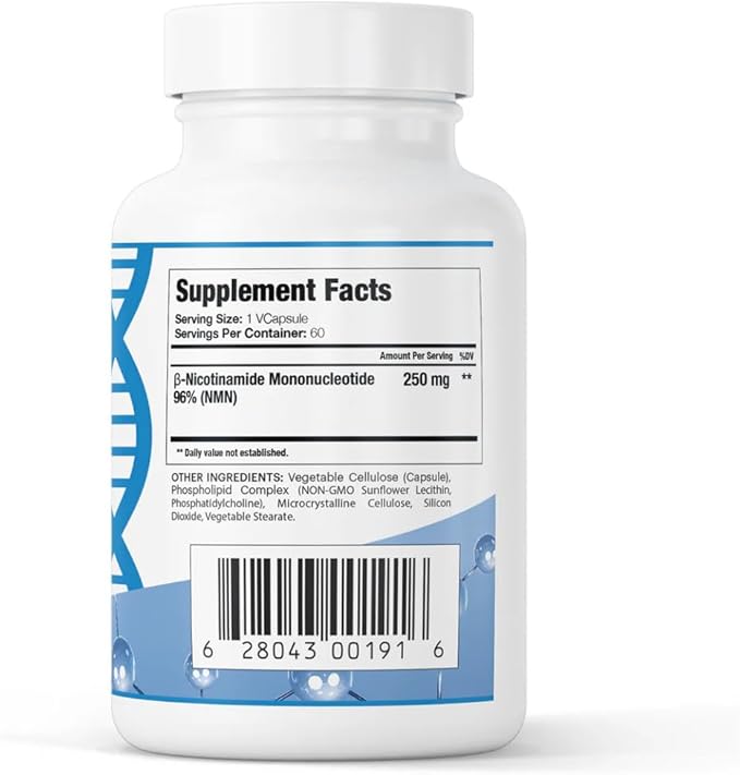 250mg Liposomal NMN Supplement - 60 Vegan Capsules to Support NAD+ Production, Cellular Energy & Healthy Aging - Nicotinamide Mononucleotide for Metabolic Wellness & Immune Support