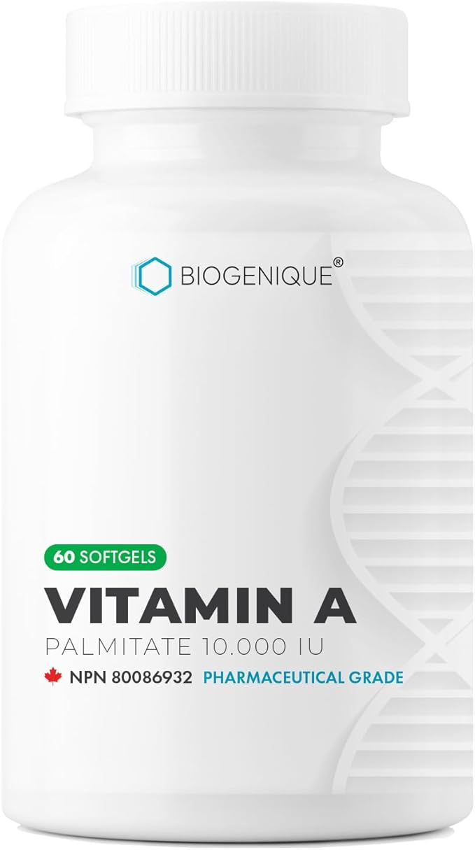 Vitamin A - 60 Softgels 10,000 IU - Helps Support Eye, Skin Health and Immune System - 2 Months Supply Vitamin A Supplement Made in Canada, Non-GMO