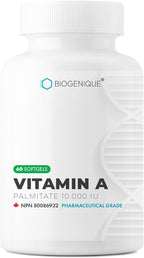 Vitamin A - 60 Softgels 10,000 IU - Helps Support Eye, Skin Health and Immune System - 2 Months Supply Vitamin A Supplement Made in Canada, Non-GMO