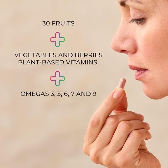 Juice Plus+ Fruit, Vegetable, Berry & Omega Blend Capsules - Nutrition from 30 Fruits, Vegetables & Berries + Plant-Based Omega Fatty Acids - 4 Bottles (60 Servings Each)