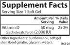 Carlson - Vitamin D3, 2000 IU (50 mcg), Bone Health, Muscle Health, Cholecalciferol, Vitamin D Supplements, Vitamin D3 Soft Gels, 360 Softgels