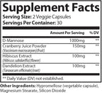 D-Mannose with Cranberry, Dandelion & Hibiscus – 1350mg – Urinary Tract & Liver Support – 60 Veggie Capsules