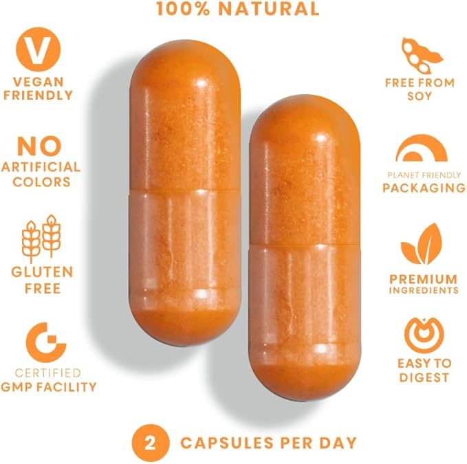FeelGood Superfoods - Turmeric Curcumin Capsules - Ultra High Absorption - 60ct - 1000mg per Serving