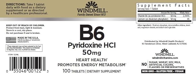 Vitamin B-6 TABS 50 MG WMILL Size: 100