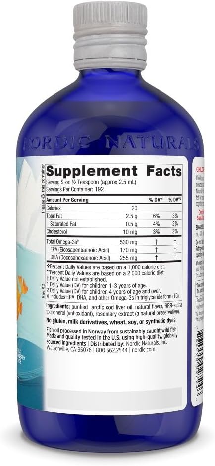 Nordic Naturals Children’s DHA, Strawberry - 16 oz for Kids - 530 mg Omega-3 with EPA & DHA - Brain Development & Function - Non-GMO - 192 Servings