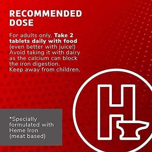 Globulo Rojo Iron Supplement - Dietary Supplement Pills with High Potency Iron & B Vitamins, 60 Tablets - 6 Pack