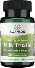 Swanson Full Spectrum Milk Thistle Liver Health Supplement for Adults Seeking Natural Detoxification and Antioxidant Support - 500 mg (30 Vegan Capsules)