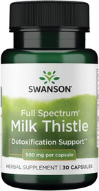 Swanson Full Spectrum Milk Thistle Liver Health Supplement for Adults Seeking Natural Detoxification and Antioxidant Support - 500 mg (30 Vegan Capsules)