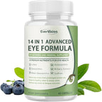 14 in 1 Advanced Eye Formula, 1 Pack Eye Vitamin and Mineral Supplement with Lutein, Zinc, Zeaxanthin & Bilberry Extract for Vision Care, 60 Capsules
