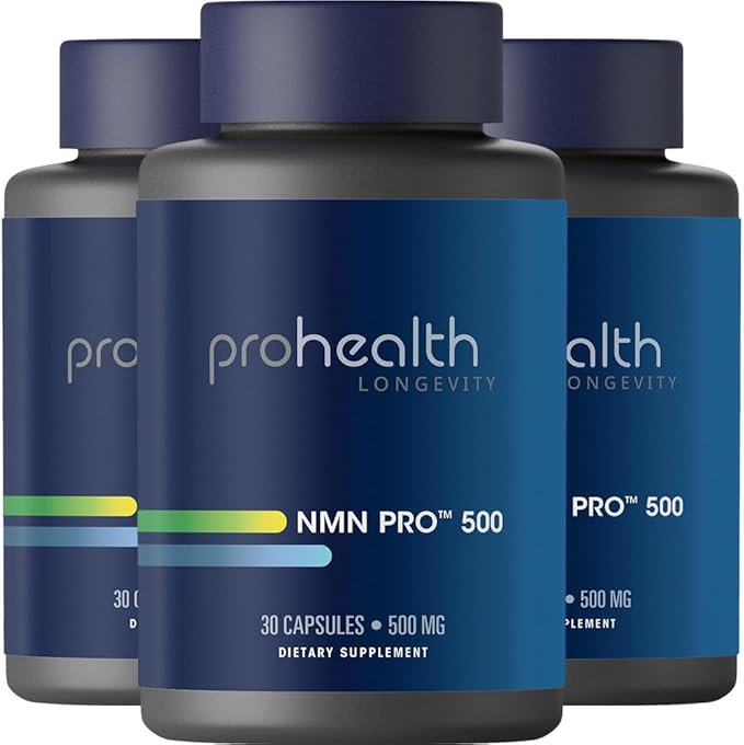 ProHealth NMN Pro 500 (30 Capsules, 3 Pack) Clinically Studied Uthever® NMN. NAD+ Precursor for Cellular Energy, Mitochondrial Support & Healthy Aging. USA Manufactured, Triple Lab-Tested