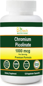 Chromium Picolinate 1000 MCG Serving 120 Vegetable Capsules