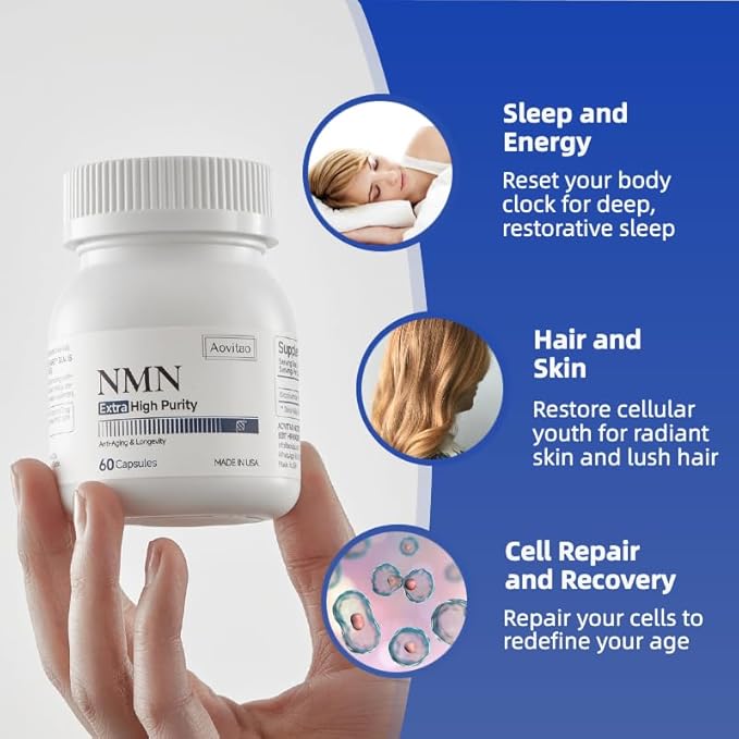 NMN Supplement 500mg Ultra Pure 99.8% | Stabilized Form | Supports NAD+ Production, Cellular Health & Healthy Aging | 60 Capsules