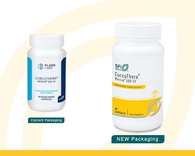 Klaire Labs SFI Health CurcuThera - 500 Milligrams Meriva Curcumin Complex with 29x Higher Bioavailability & Patented Phytosome Delivery Technology, Hypoallergenic, Vegan (60 Capsules)