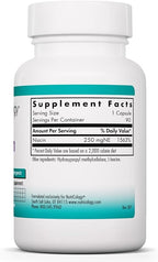 Allergy Research Group Nutricology Niacin Supplement - Vitamin B3 for Men & Women, Niacin with Flush, Nicotinic Acid, NAD, 250mg Vegetarian Capsules - 90 Count