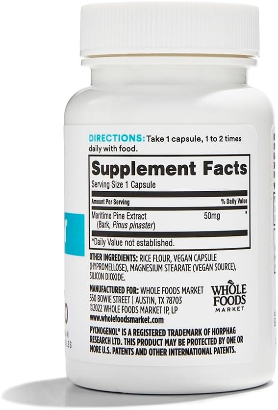 365 by Whole Foods Market, Pycnogenol 50Mg, 60 Vegetarian Capsules (Pack of 2)