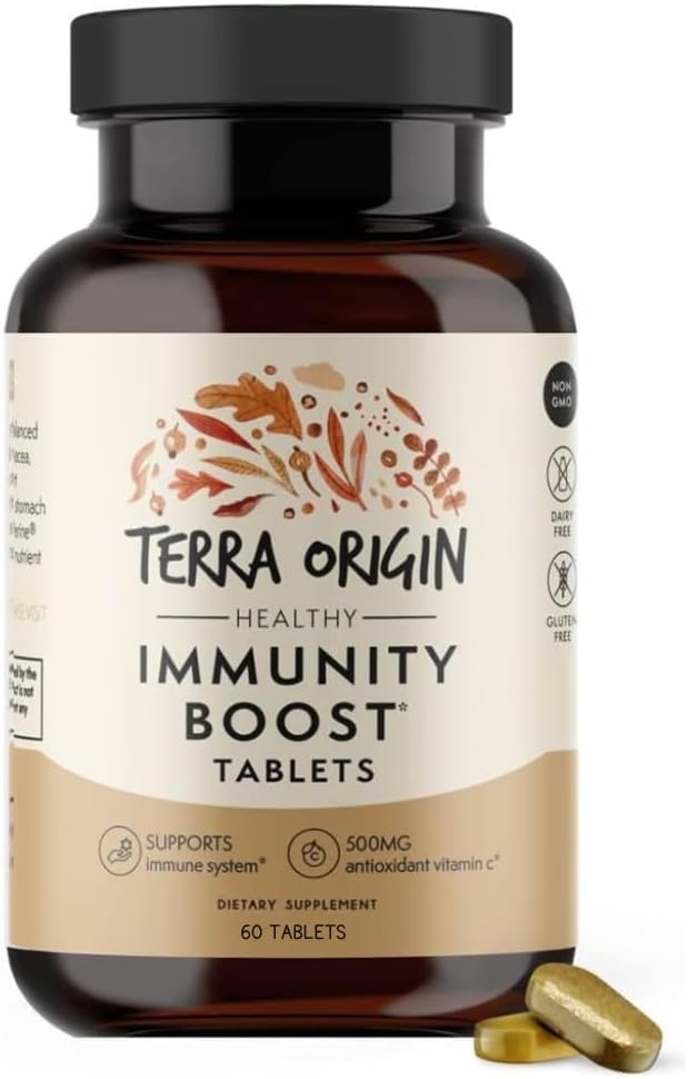 TERRA ORIGIN Immune Support Supplement | 60 Tablets | Immune System Booster for Adults* | BioPerine, Vitamin C, D, Zinc, Echinacea | Non GMO, Gluten Free, Dairy Free, Made in USA