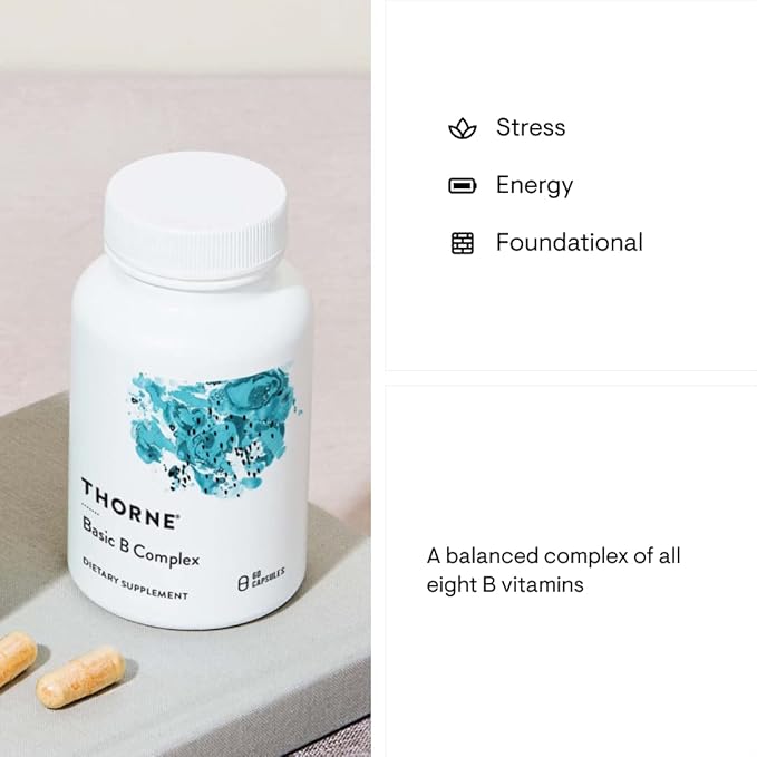 THORNE - Basic B Complex (60 Capsules) & Berberine (60 Capsules) Bundle - Supports Heart Health, Immune System Function & Brain Health - Gluten Free, Dairy Free