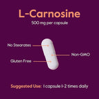 BESTVITE L-Carnosine 500mg (240 Capsules) (120x2) No Fillers - No Stearates - Non GMO - Gluten Free