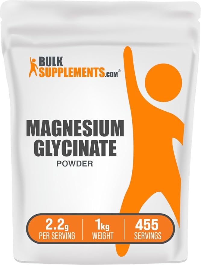 BulkSupplements.com Magnesium Glycinate Powder - Magnesium Glycinate 300mg, Highly Absorbable - Gluten Free, 2.2g per Serving, 1kg (2.2 lbs) (Pack of 1)