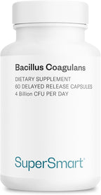 Supersmart Bacillus Coagulans Probiotic 4 Billion CFU per Day (High Absorption) - Lactobacillus Sporogenes Supplement | Non-GMO & Gluten Free - 60 Delayed Release Capsules