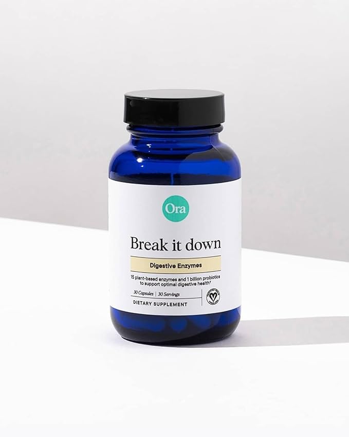 Ora Organic Multi-Enzyme Supplement - Vegan, Gluten Free Enzymes for Digestion with Probiotics for Gut Health, Bloating, Constipation and Gas Relief - 30 Easy to Swallow Capsules