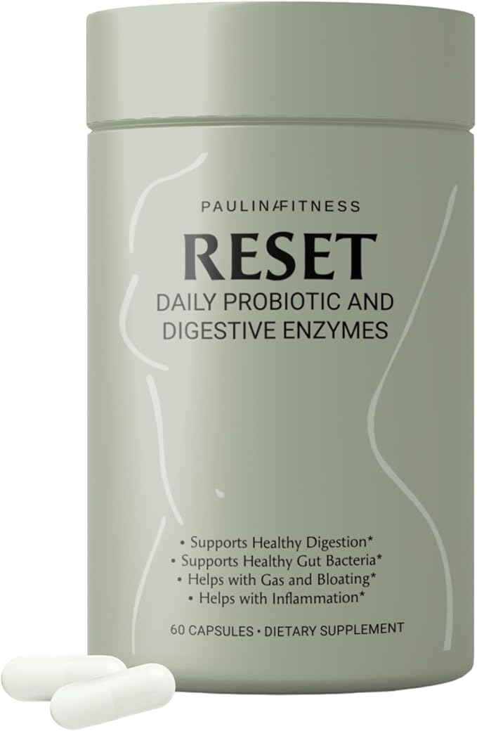 Reset Daily Probiotic + Prebiotic Plant Digestive Enzymes – Advanced Gut Reset for Women – Bloating Relief, Weight Management, Digestion, Gut Health – Vegan, Shelf-Stable – 60 Capsules (30-Day Supply)