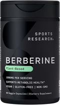 Sports Research Berberine - Herbal Ayurvedic Metabolic Health Support - 1000 mg - 60 Capsules - Vegan Certified, Gluten-Free, Non-GMO