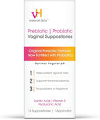 vH essentials Prebiotic pH Balanced Vaginal Suppositories, Naturally Protect Against Odor, 15 Count Box