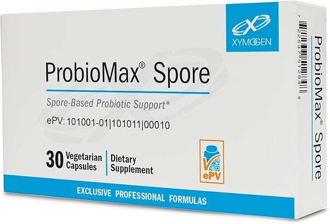 XYMOGEN ProbioMax Spore - Digestive & Regularity Support - with Bacillus Subtilis & Bacillus Clausii - Acid-Resistant - Vegetarian, Non-GMO & Gluten-Free - 30 Capsules