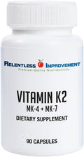 Natural Vitamin K2 MK4 Plus Vitamin K2 MK7 High-Potency 15,000mcg MK-4 + 60mcg MK-7 Supports Bone and Arterial Health Vegi-Capsules Soy-Free