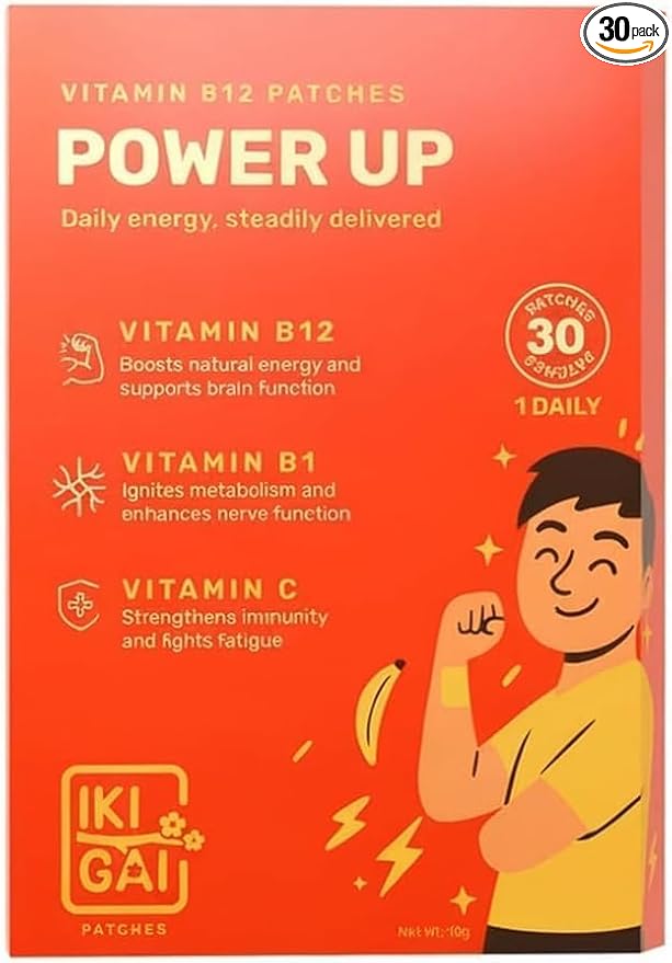 IKIGAI B12 Energy Transdermal Patch – Vitamin B12, B1 & Vitamin C Daily Skin Patch | 30 Peel & Stick Plant-Based Vitamin Patches for Men & Women | Pill-Free Supplement Alternative | External Use Only