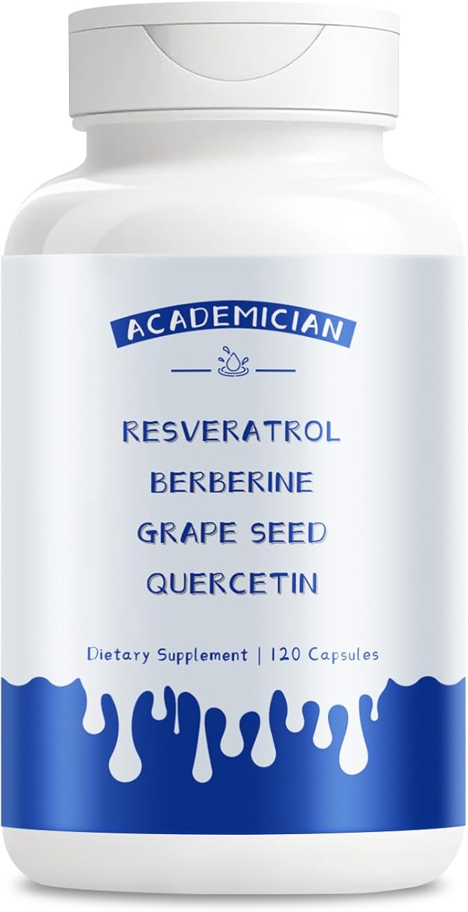 Resveratrol Berberine Supplement Quercetin Capsule with Bromelain Grape Seed Extract Capsules - 120 Count