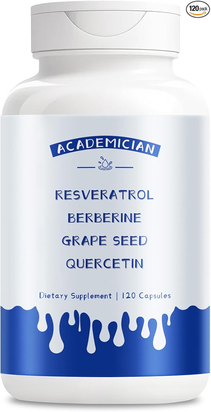Grape Seed Extract Capsules with Berberine Capsules Resveratrol Quercetin Supplement - 120 Count