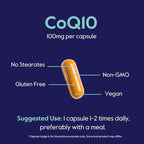 BESTVITE Coenzyme CoQ10 100mg (240 Vegetarian Capsules) (2-Pack) Naturally Fermented - No Stearates - No Fillers - Vegan - Non GMO - Gluten Free
