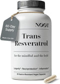 NOOT Trans Resveratrol Supplements 500mg High Purity Capsules for Longevity, Anti Aging, Brain & Heart Support, Cellular Health, Vegan Supplements & Antioxidants, Biohacking & Nootropics, 60 Capsules
