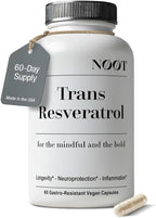 NOOT Trans Resveratrol Supplements 500mg High Purity Capsules for Longevity, Anti Aging, Brain & Heart Support, Cellular Health, Vegan Supplements & Antioxidants, Biohacking & Nootropics, 60 Capsules