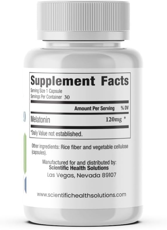 Melatonin 120mg | Single-Dose Melatonin in Easy-to-Swallow Capsules | Vegan, Non-GMO & Gluten-Free | US-Made Extra Strength (30 Count (Pack of 1)
