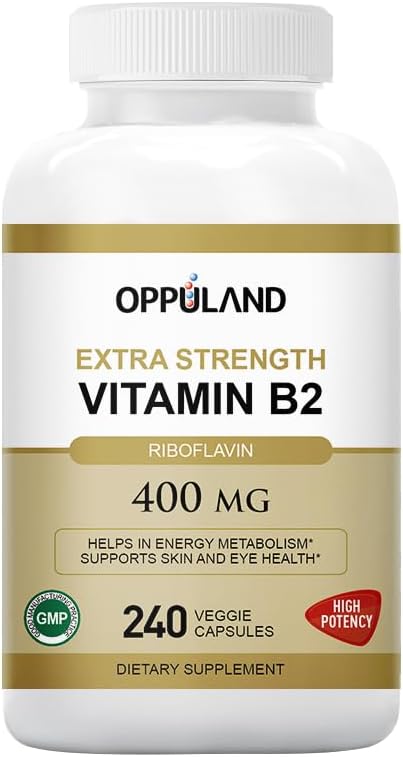 Riboflavin Vitamin B2 Supplement - B-2 Vitamin - Boosts Energy Metabolism & Cellular Function - Daily Nutritional Supplements for Men & Women - 400 mg Capsules - 240 Count