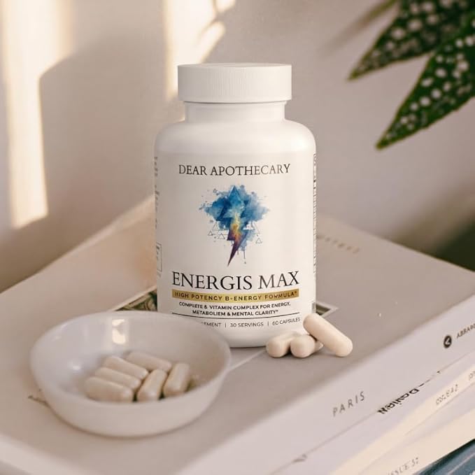Energis Max B Complex High Potency Supplement - B12 2000mcg B6 B1 Folate Biotin Niacin Riboflavin Pantothenic Acid - Complete B Vitamins with Choline Inositol - Vegan Non-GMO - 60 Capsules