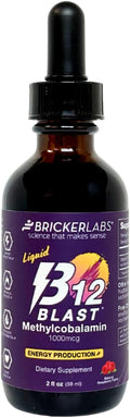 Bricker Labs B12 Blast Methylcobalamin 1000mcg, Great Tasting Sublingual Liquid Energy Vitamins -Vegan B12 Vitamins, Sustained Energy and Cellular Energy Supplement - 59-Day Servings