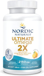 Nordic Naturals Ultimate Omega 2X, Lemon Flavor - 60 Soft Gels - 2150 mg Omega-3 - High-Potency Fish Oil with EPA & DHA - Promotes Brain & Heart Health - Non-GMO - 30 Servings