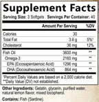 Built by Nature Omega-3 Fish Oil 3600mg – High EPA & DHA – 2160mg Omega 3s per Serving – Triple Strength Burpless Softgels – Heart & Brain Support – 120 Softgels
