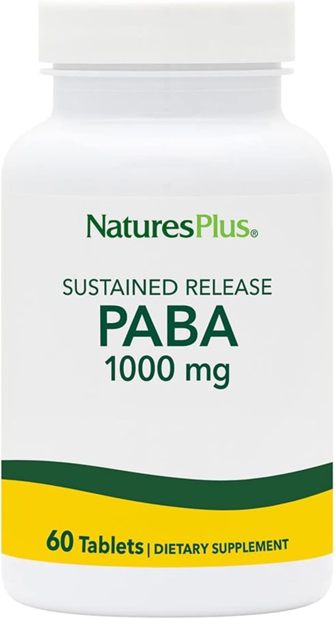 NaturesPlus PABA - 1000 mg, 60 Sustained Release Tablets - Skin Health Support Supplement - Promotes Energy & Digestive Wellness - Gluten Free - 60 Servings