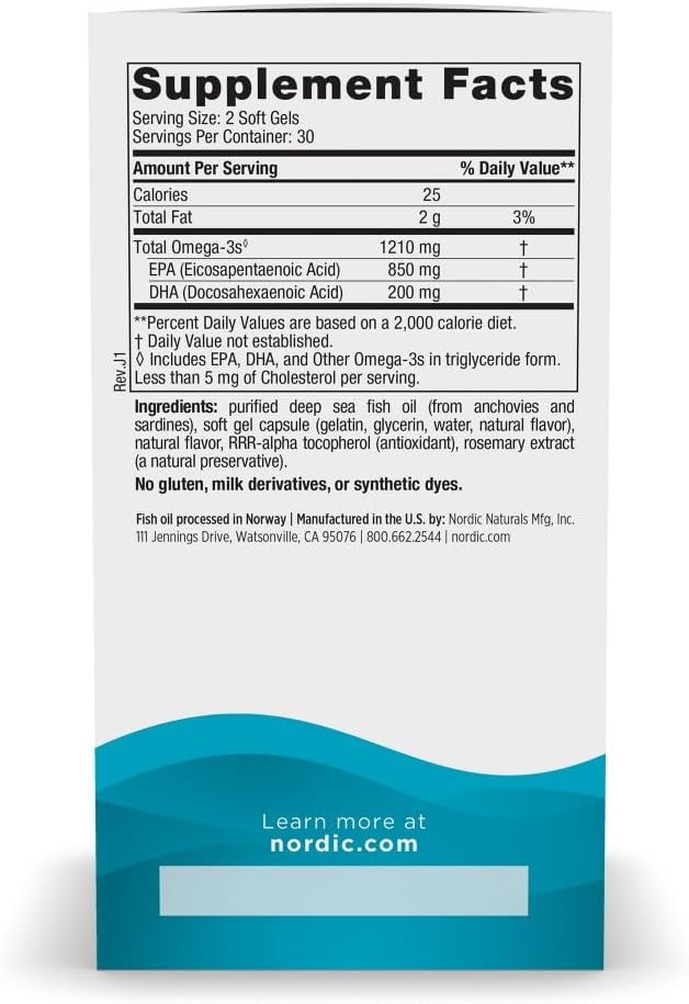 Nordic Naturals EPA, Lemon - 60 Soft Gels - 1210 mg Omega-3 - High-Intensity EPA Formula for Positive Mood, Heart Health & Healthy Immunity - 30 Servings