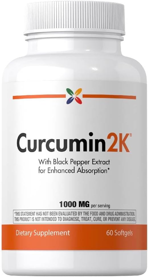 Stop Aging Now - Curcumin2K - Curcumin Supplement - with Black Pepper - 60 Softgels