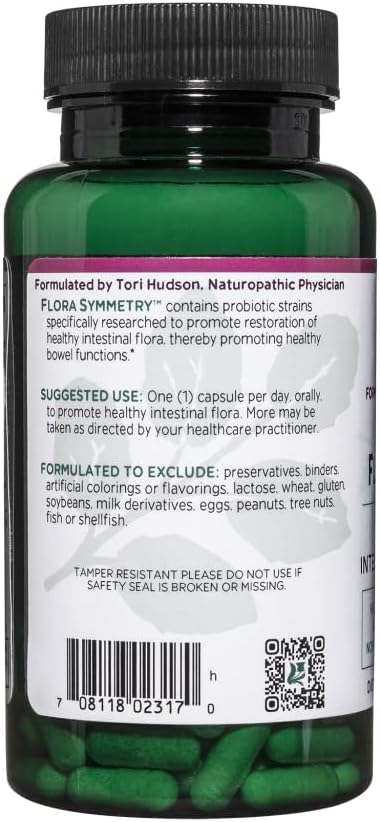 Vitanica Flora Symmetry, Shelf Stable Probiotic Supplement, Dr Formulated Probiotics for Women, Probiotics for Men and Adults, Acidophilus Probiotic, Non-GMO, Vegetarian, 60 Count (Flora Symmetry)