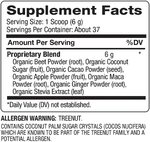 BareOrganics Energy & Stamina Blend Powder, Organic Superfood, Vegan Dietary Supplement, 8 Ounces
