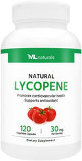 ML Naturals Natural Lycopene 30mg (Per Serving) – 120 Vegetable Capsules – Supports Cardiovascular, Immune & Prostate Health