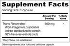 Wellness Resources Resveratrol Ultra 500 - High Potency 98% Trans-Resveratrol 500mg Per Capsule (90 Capsules) - Bioactive Resveratrol Supplement