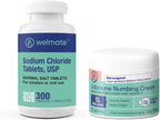 WELMATE Recovery Bundle: Sodium Chloride Tablets, 300ct + 5% Lidocaine | Numbing Cream 5.5 Oz